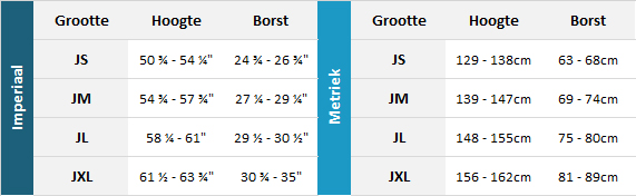 2XU Junior Wetsuit 22 0 Matentabel